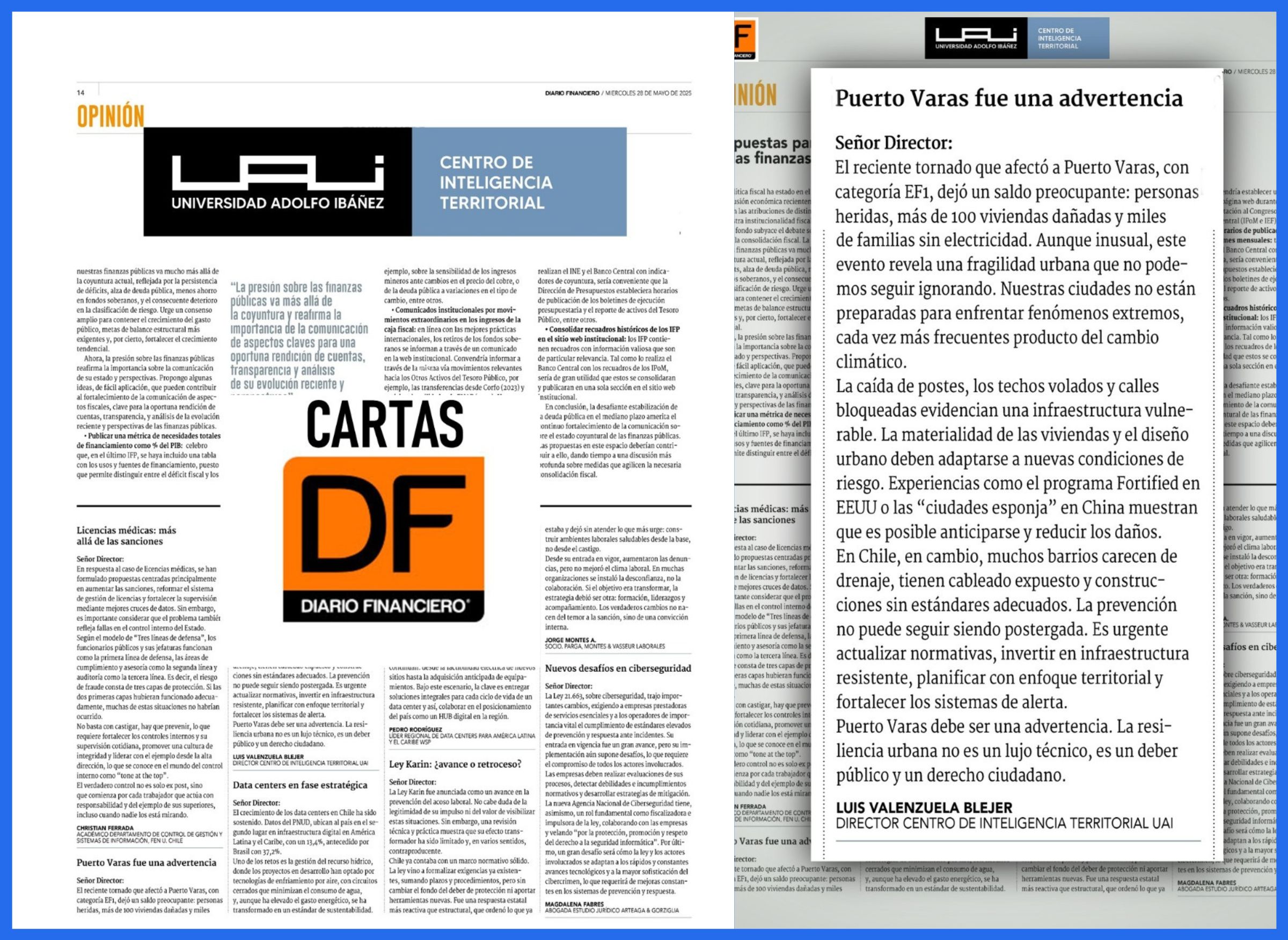 Carta en Diario Financiero. Puerto Varas fue una advertencia